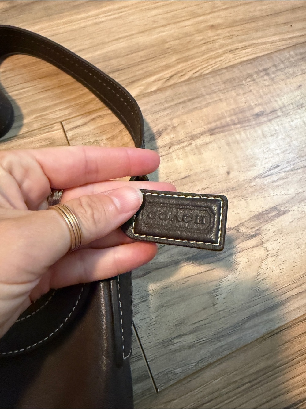 Coach Dark Brown Leather Shoulder Bag with Silver Hardware - Picture 5 of 8